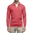 thumbnail image 2 of Evdexr Mock Neck Sweatshirts Mens Quarter Zip Sweatshirt Fall Stand Collar Long Sleeve Shirts Polo Chest Pockets Athletic Tops Warm Solid Color Shirt Watermelon Red 2XL, 2 of 5