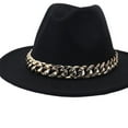 thumbnail image 7 of Elegant Wide Brim Fedora Hat with Chain Wide Brim Size Fashionable Classic Luxury Hat for Women Autumn Outdoors Mens - Black, 7 of 7