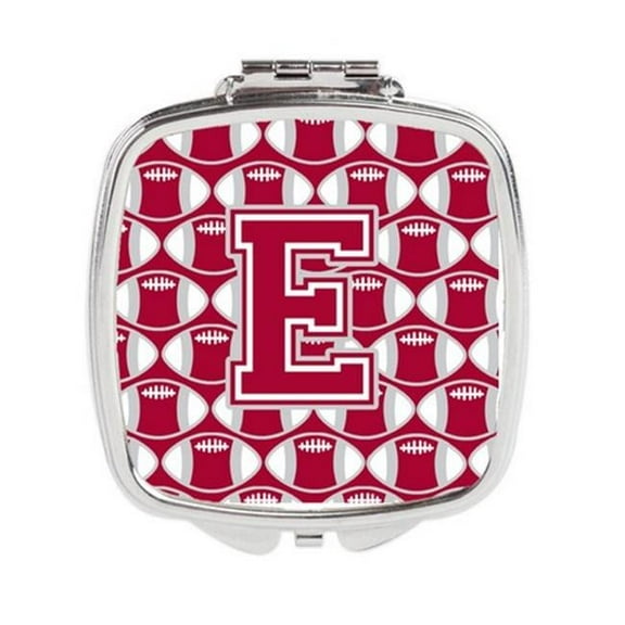 Carolines Treasures  Letter E Football Crimson - Grey & White Compact Mirror