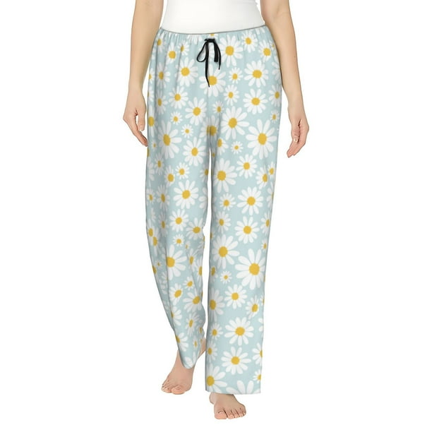 Balery Daisies Flowers Pantalones de pijama para mujer, pijamas ultraligeros, pantalones de estar por casa-Small