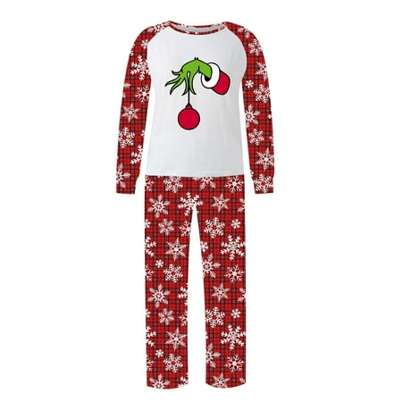 

Clearance Before Christmas！Gotyou Family Grinch Pajamas Christmas Printed Family Matching Long Sleeve Tops+Pants Set Family Matching Sets