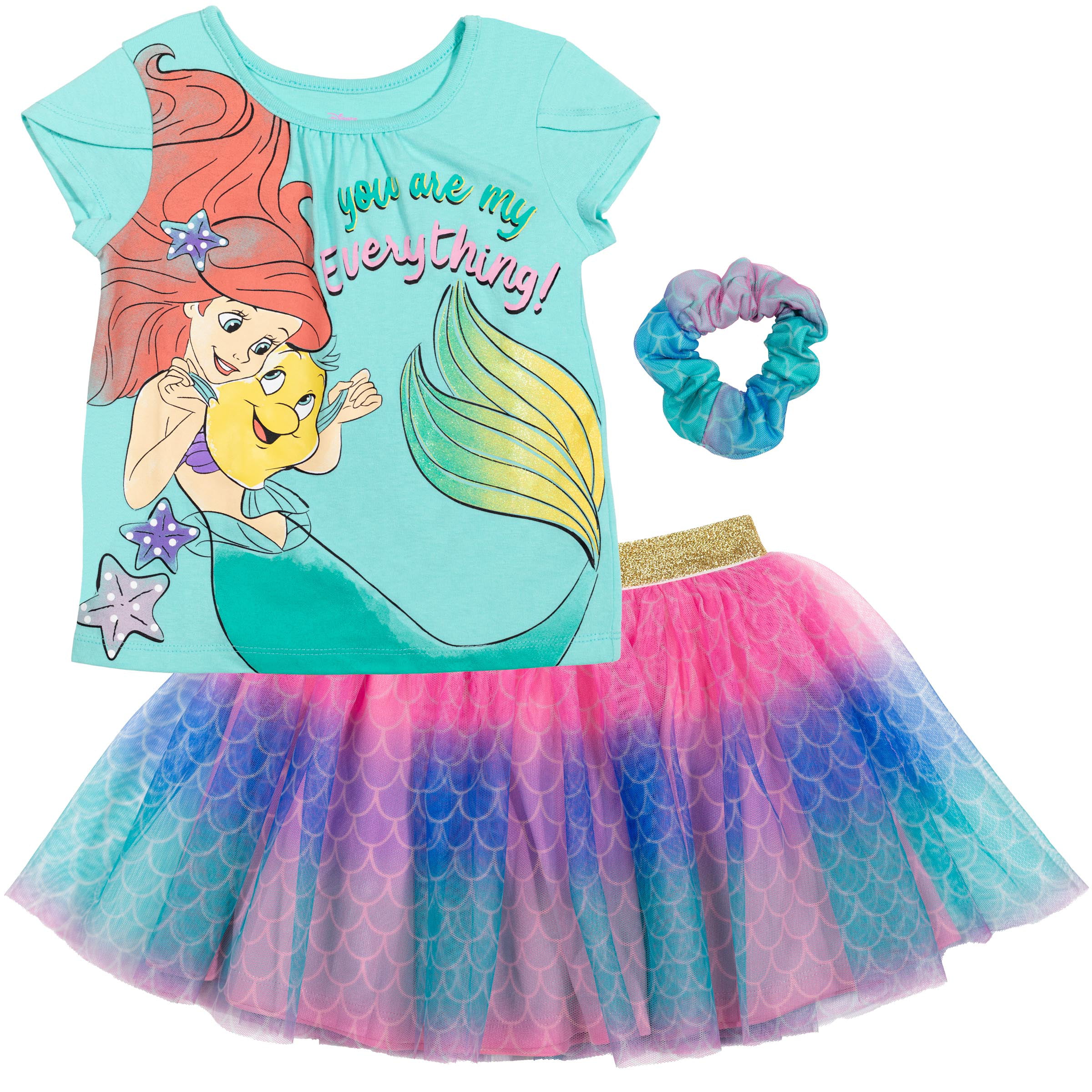 Little Mermaid Princess Ariel Hot PInk Tutu Shirt Headband 5th Birthday Outfit