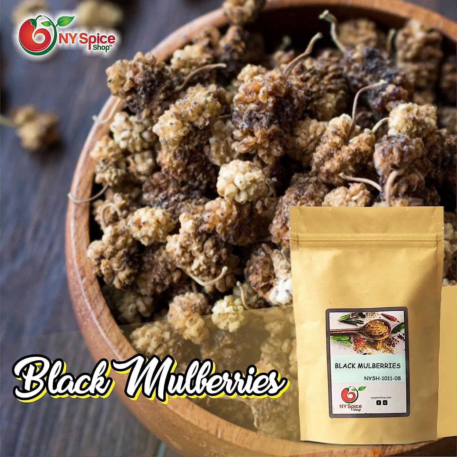 NY SPICE SHOP Dried Black Mulberry – 3 Pound Natural Dry Mulberry – Wild Black Mulberries  - Naturally Sweet