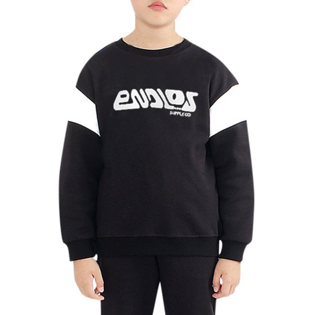 Gibobby Tirantes Para Camisa Niños y niños pequeños Sudadera de manga larga con estampado de Cuello redondo de algodón Tops Traje de otoño Sudaderas(Negro, 6-7 Años)