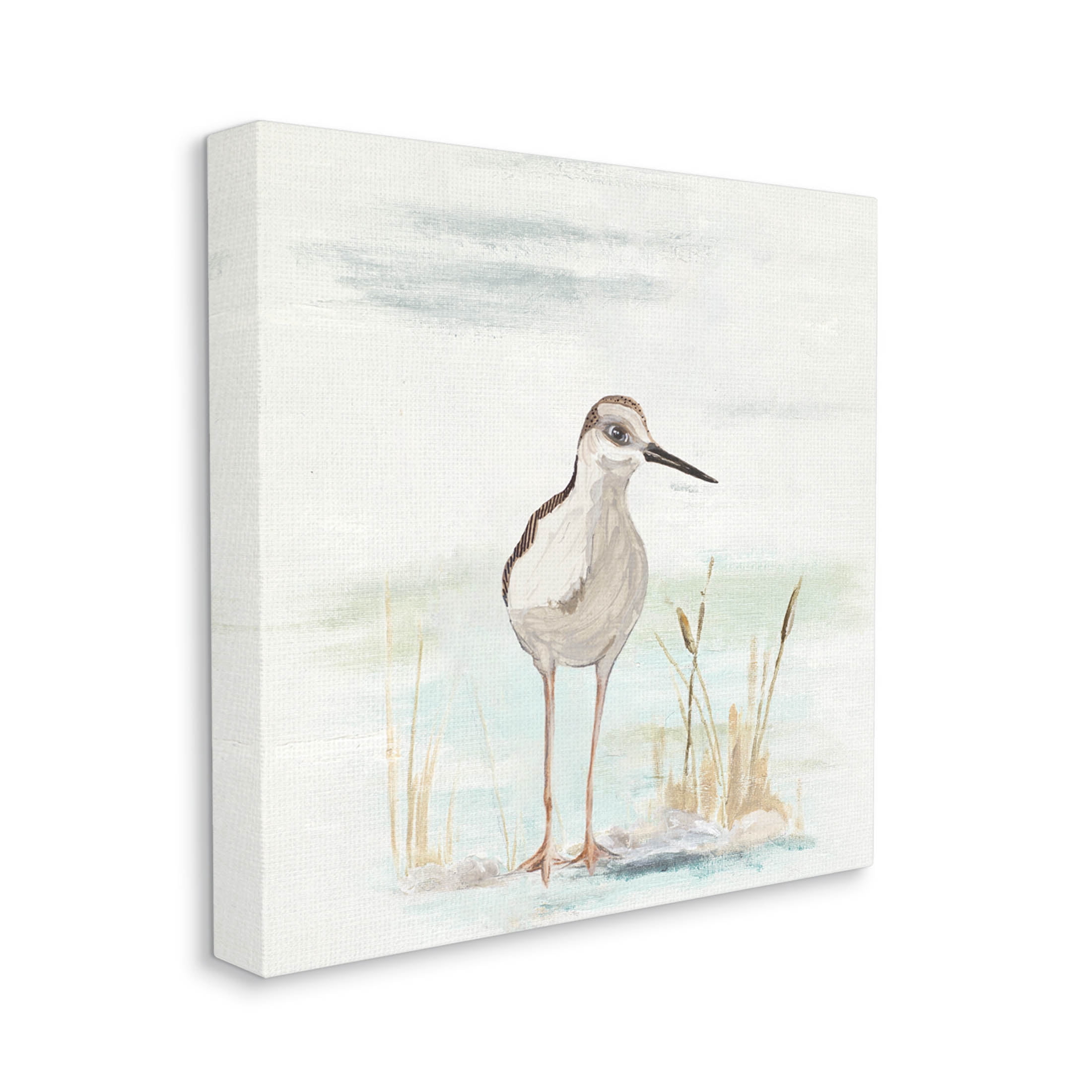 Sandpiper Bird Beach Grass Sprigs Animals & Insects Graphic Art Gallery Wrapped Canvas Print Wall Art