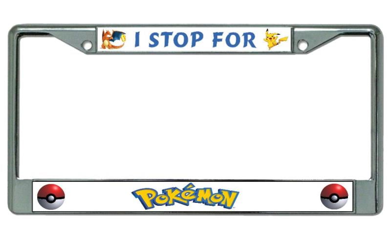Black License Plate Frame I'd Rather Be Watching Pokemon Auto Accessory 