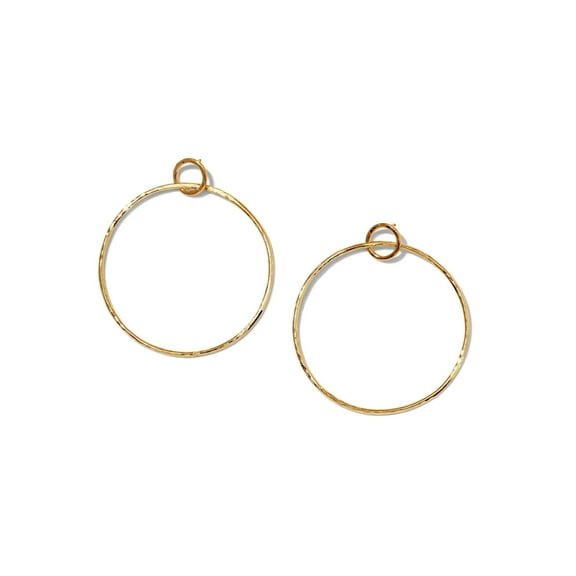 Gold Ellen Medium Textured Hoop Post Earrings