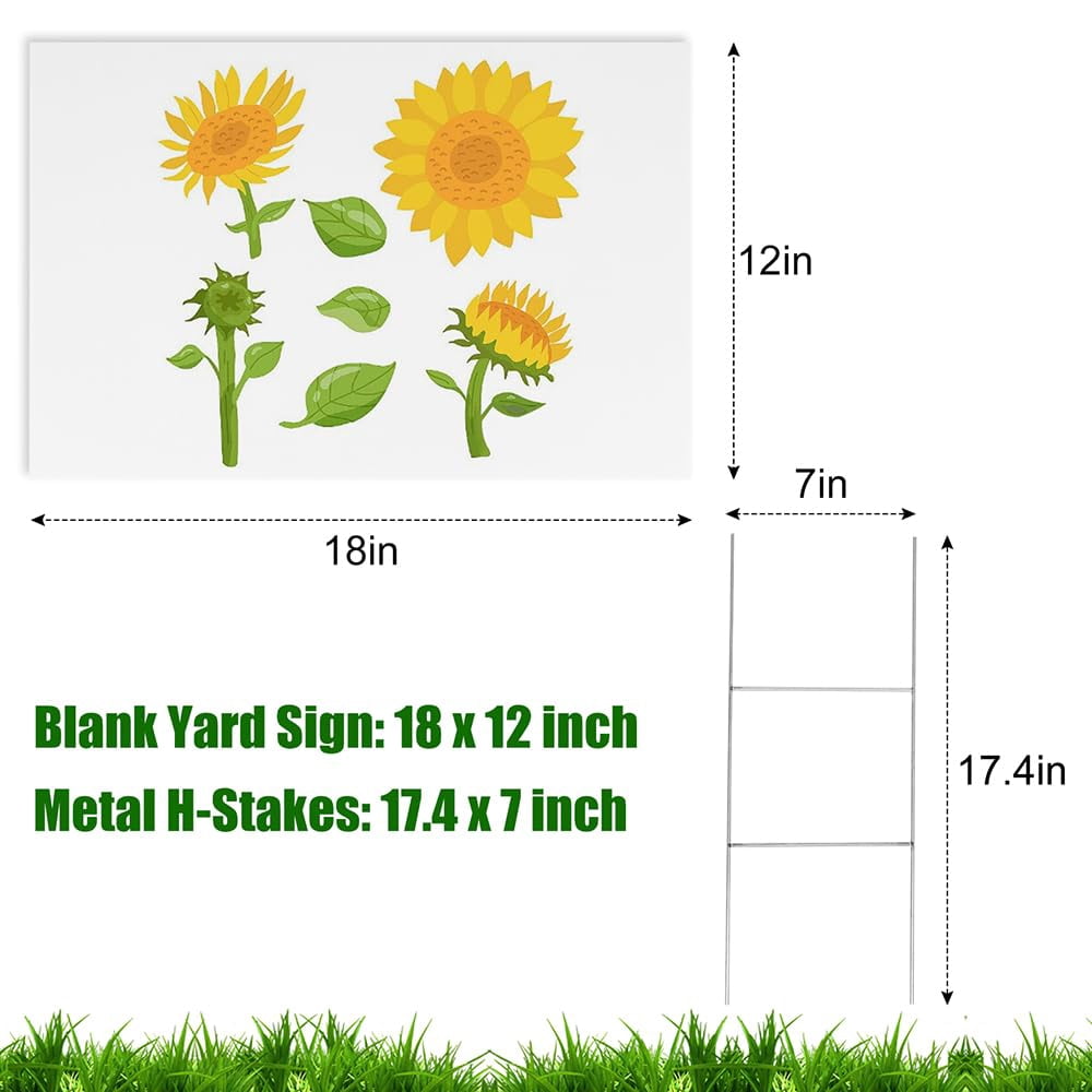 10 Pack Corrugated Plastic Yard Signs with Metal Stakes, 18 x 12 Inches, for events and advertising