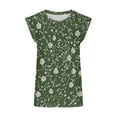 thumbnail image 4 of Women's Sleeveless T Shirts Trendy Summer Floral Printed Crew Neck Tank Tops Casual Loose Fit Soft Blouses (2XL, Green), 4 of 4