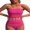 Pink, variant on Strapless High Waisted Bikini Sets for Women Tummy Control Scallop Ribbed Bandeau Swimsuit Lace up Bathing Suits
