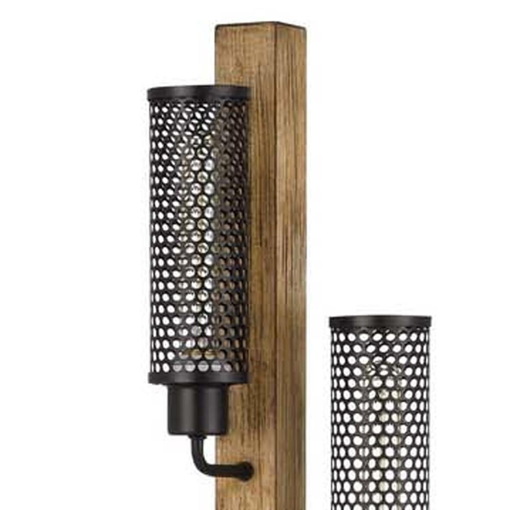 HomeRoots 526293 61 in. Brown Three Light Traditional Shaped Floor Lamp with Black Novelty Shade