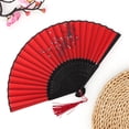 thumbnail image 4 of Chinese Fans Folding Fan, Folding Hand Fan, 8 in Bamboo Ribs, Cherry Blossom Decor, Summer Events, Red Black, 1 Pc, 4 of 8