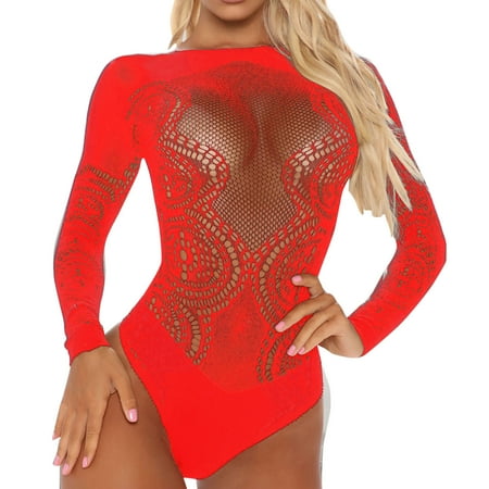 Yuhangmm Women Fashion Hollow Out Lace Bodycons Sexy Lingerie Jacquard Women Lace Lingerie Bodysuit Sexy Body Stockings Lingerie