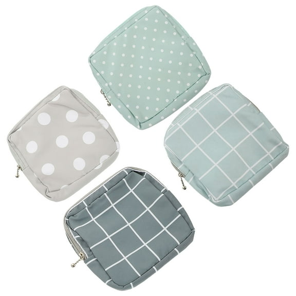 LEORX 4Pcs Portable Sanitary Napkin Storage Bag Assorted Color Multi Purpose Small Item Organizer