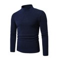 thumbnail image 2 of Men's Ribbed Knit Sweater Turtleneck Knitted Pullover Top Lightweight Solid Color Long Sleeve Sweatshirt for Men (Navy L), 2 of 7