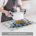 thumbnail image 4 of Blue Truck Yellow Sunflower Placemats for Dinning Table Set of 6, Teal Plaid Vintage Summer Burlap Kitchen Place Mats Waterproof Cloth Table Mats, Indoor Outdoor Placemats Easy Clean Dinner Decor, 4 of 8