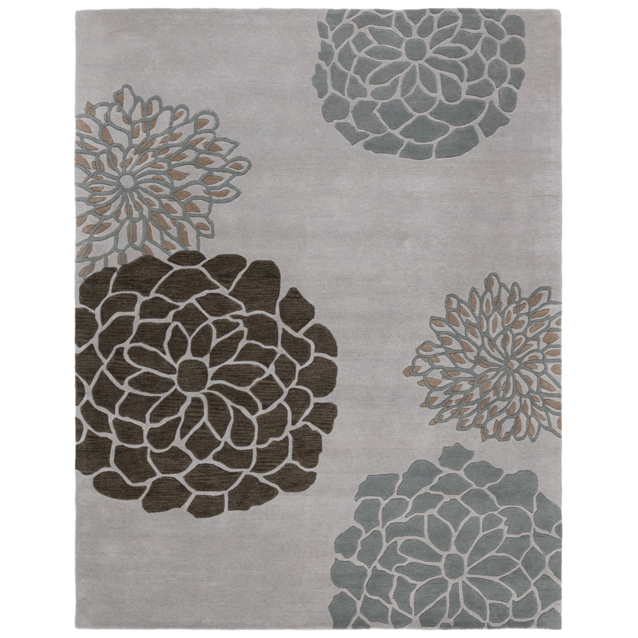 SAFAVIEH Soho Brisbane Floral Wool Runner Rug, Light Grey, 2'6" x 14'