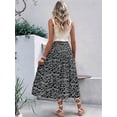 thumbnail image 2 of Women'S Print Long Skirts High Waist Split A Line Full Length Maxi Skirt Black L, 2 of 8