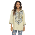 thumbnail image 7 of Grosy Embroidered Tops for Women 3/4 Sleeve V Neck Plus Size Boho Mexican Style Blouse Peasant Tops Women T Shirts Casual Tee Ladies Tunics-XXL/Apricot/372/G, 7 of 7