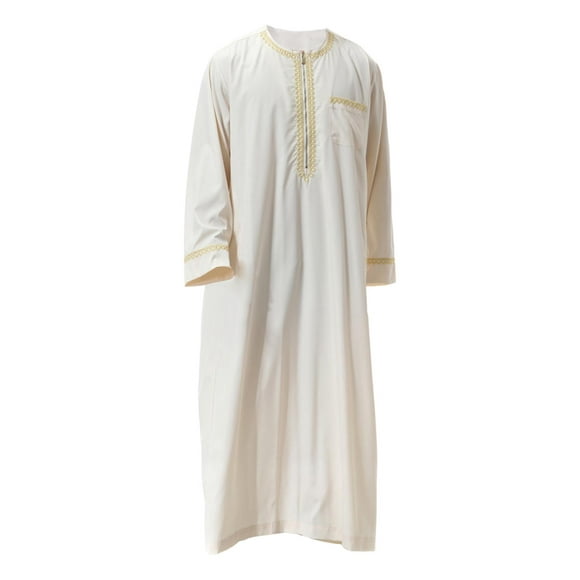 Moyen-Orient Robe Vêtements Abaya Robe Casual Chemise Moyen-Orient Caftan Beige XXL