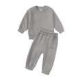 thumbnail image 2 of Siilsaa Toddler Baby Girl Clothes 3 6 9 12 18 24 Months Fall Outfits Solid Long Sleeve Sweatshirt Tops + Pants Set Grey,90, 2 of 4