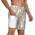 thumbnail image 3 of Picia White Goose pattern Mens Swim Trunks with Compression Liner Stretch Beach Shorts Quick Dry with Zipper Pockets No-Chafing Board Shorts-X-Large, 3 of 9