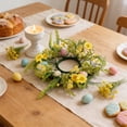 thumbnail image 5 of AURIGATE Easter Floral Candle Ring,11.8in Artificial Spring Wreath with Pink Flowers & Eggs, Table Centerpiece for Easter, Mantel & Home Decor, 5 of 6