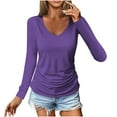 thumbnail image 2 of Babysbule Chemise à Manches Longues Col en V Froncée T-Shirt Décontracté Doux Confortable Automne Hiver, 2 of 8
