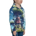 thumbnail image 3 of Fotbe Fantasy Treehouse Planet Scene Pattern Youth Pullover Hooded Sweatshirt, Boys Hoodie, Kangaroo Pocket Hoodie for Kids Girls -Large, 3 of 6