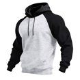 thumbnail image 2 of HAJWOH Mens Hoodies Pullover Lightweight Block Color Sweatshirts Casual Long Sleeve Shirts Drawstring with Pocket, 2 of 5