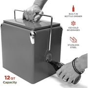 Creative Outdoor Retro Cooler 12-Qt Outdoor Vintage Cooler Ice Chest for Drinks, Red
