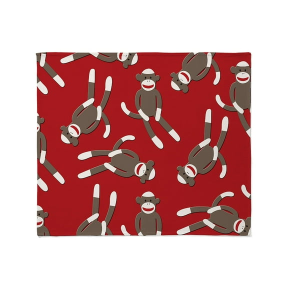 CafePress - Red Sock Monkey Print Throw Blanket - Soft Fleece Throw Blanket, 50"x60" for All Ages