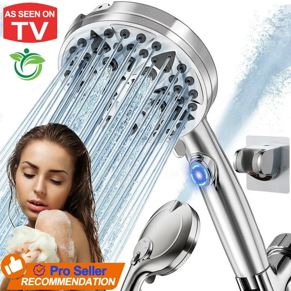 Shower Head, 4.8" High Pressure Rain Shower head Combo, 9-Mode Adjustable Stainless Steel Polished Chrome Rain Shower Head with Durable Nozzles