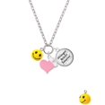 thumbnail image 2 of Delight Jewelry Resin Small 3-D Happy Face - Light Pink Heart Nurse Strong Zoe Necklace, 2 of 4
