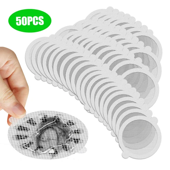 50Pcs Disposable Mesh Shower Drain Hair Catcher Stickers Bathroom Kitchen Sink