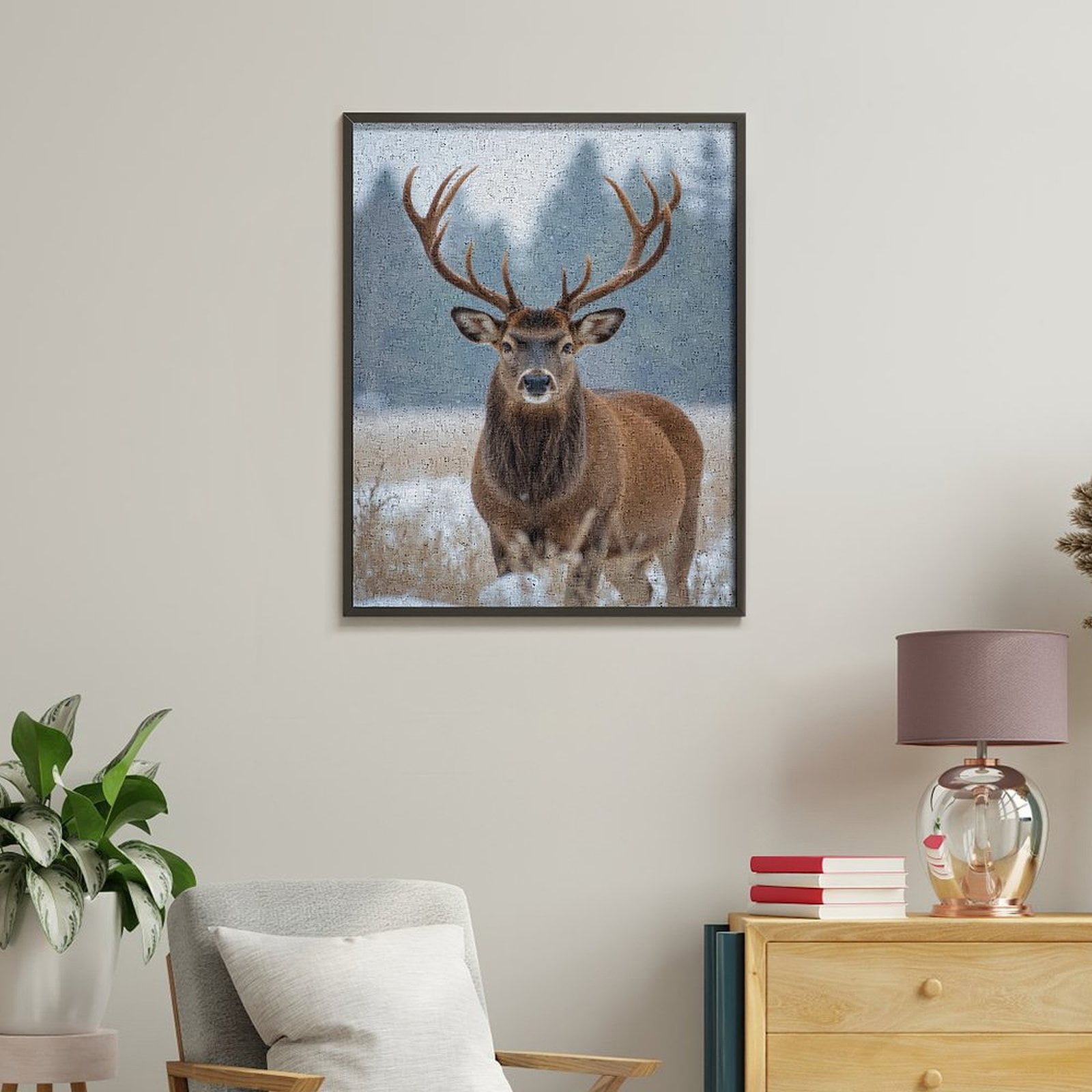 Paint by Numbers Kit for Adults, Snowy Forest Majestic Deer Paint by Numbers, Easy Paint by Numbers Kit for Adults Beginner, DIY Adult Paint by Number Kits on Canvas, Home Decor