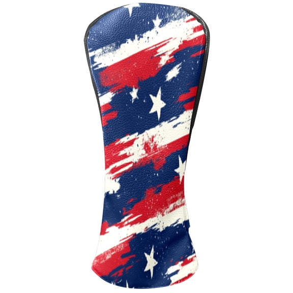 Golf Club Head Cover Waterproof Leather Golf Accessories HeadCovers Set Driver Headcover for Women Men USA Flag Brush Pattern
