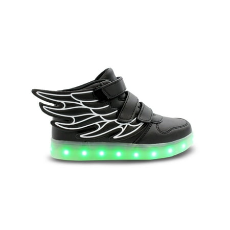 

Family Smiles LED Light Up Wings Sneakers Kids High Top Boys Girls Unisex Shoes Black Toddler US 10.5 / EU 27.5