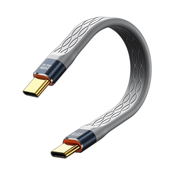 Short USB C Cable 5Inch Flat Cord 40Gbps Speed 240W Power Delivery for Phones External Solid Disks eGPU USB C Devices