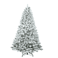 thumbnail image 4 of Tcbosik 7ft Artificial Christmas Tree with 45 Pine Cones, Unlit Flocked Xmas Tree with 1124 Branch Tips for Holiday Party Decoration, Includes Metal Stand, Green & White, 4 of 10