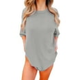 thumbnail image 2 of V-Neck Women's Short Sleeve T-shirt Women'S Loose And Comfortable Oversized Trendy T Shirt Top,Gray Women's Short sleeve T-shirt XXXL, 2 of 9