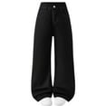thumbnail image 2 of hengsof High Rise Straight Leg Denim Jeans for Teen Boys Girls, Wide Fit Comfort Pants with Elastic Waist, Casual Relaxed Trousers for School, Size 6-13 Years, 2 of 6
