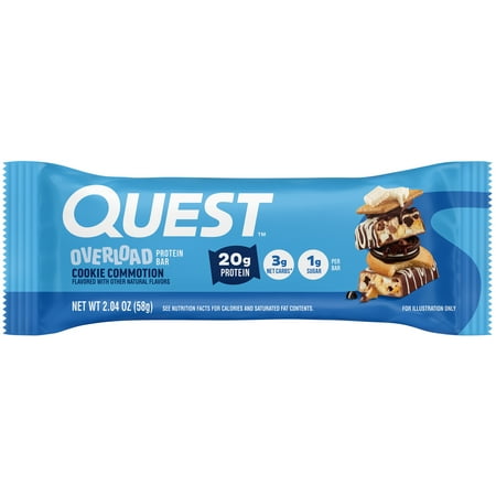 Quest Overload Protein Bar, Cookie Commotion Flavor, 20g Protein, Gluten Free, 1 Count