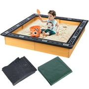 Haosegd Kids Picnic Table Outdoor, Toddlers Wooden Table Set w/Umbrella for Bench Backyard Home