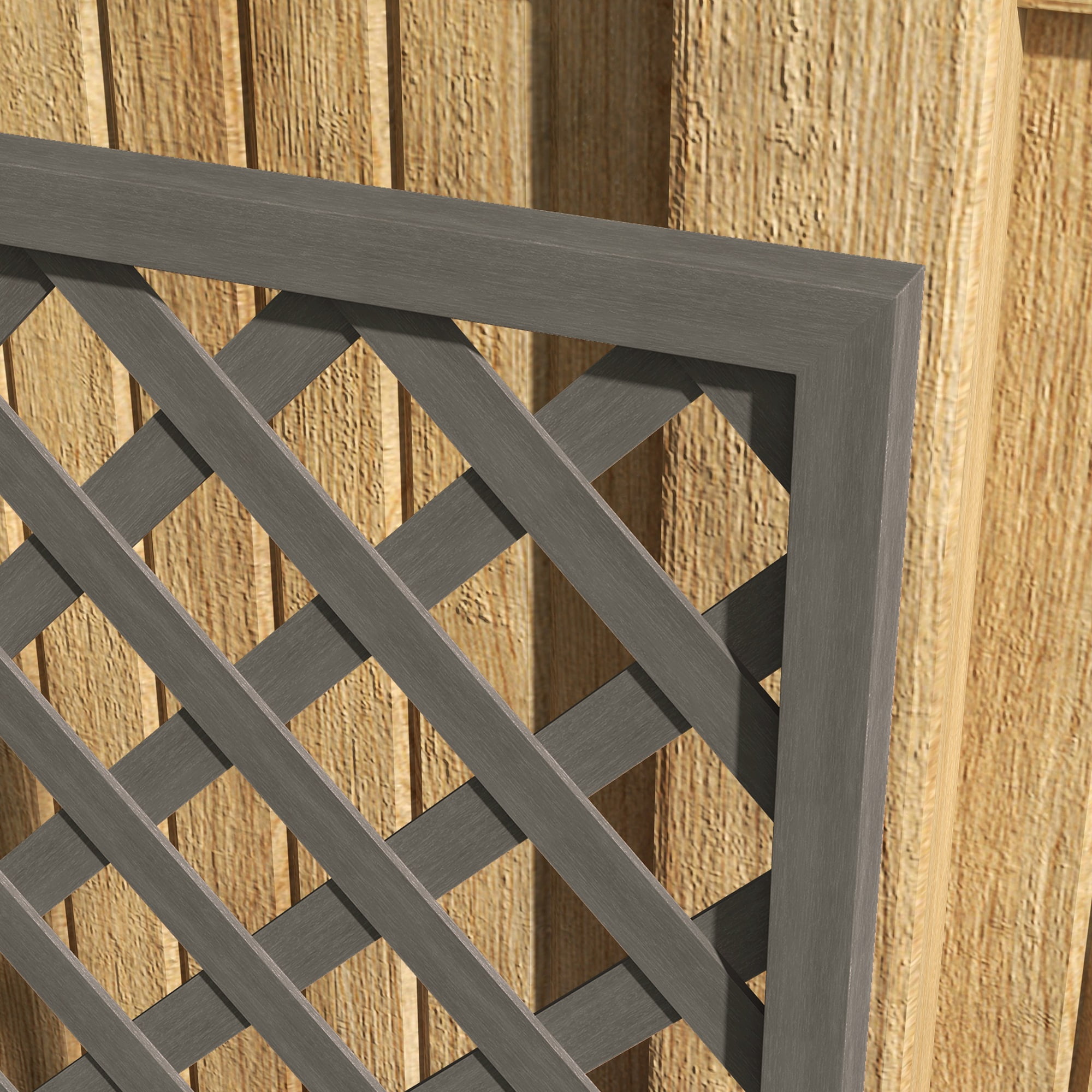 Outsunny Raised Garden Bed w/ Trellis Lattice, Drainage Gap, Freestanding Trellis Planter for Climbing Plants, Vines, Flowers, Dark Gray