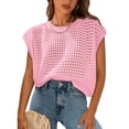 thumbnail image 1 of Camiseta PRETTYGARDEN para mujer, primavera-verano, ganchillo, rosa y algodón, 1 of 9