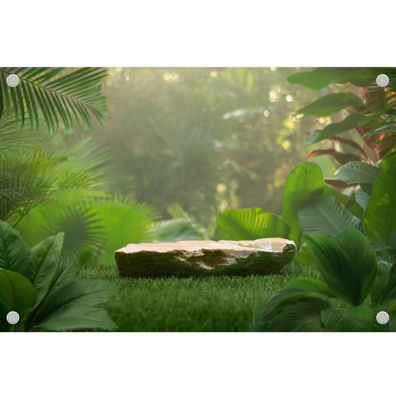 Diha 5x4ft Forest Backdrop, Tropical Raintrees Plants Rocks Grass, Backdrop for Party Decoration, Outdoor Theme Bedroom Wedding Day Photoshoot Background, Kids Game Video Studio Props