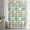 thumbnail image 5 of Easter Bunny Shower Curtain Set, Waterproof Shower Curtains for Bathroom, Colorful Eggs Spring Leaves Daisy Yellow Green Check Washable Fabric Bath Curtain for Bathtub with Hooks 66x72 Inches, 5 of 9