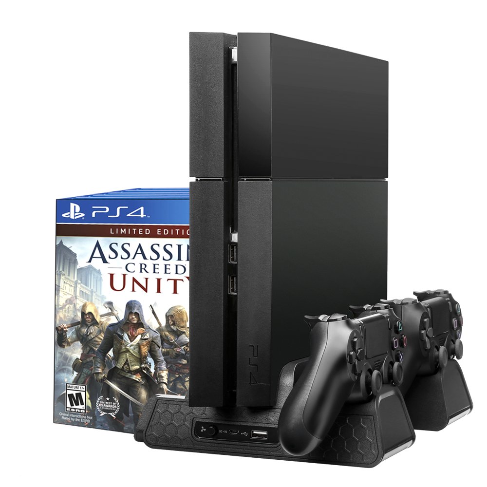PS4 Slim Cooling Stand, 2 In 1 Vertical Cooling Fan Stand