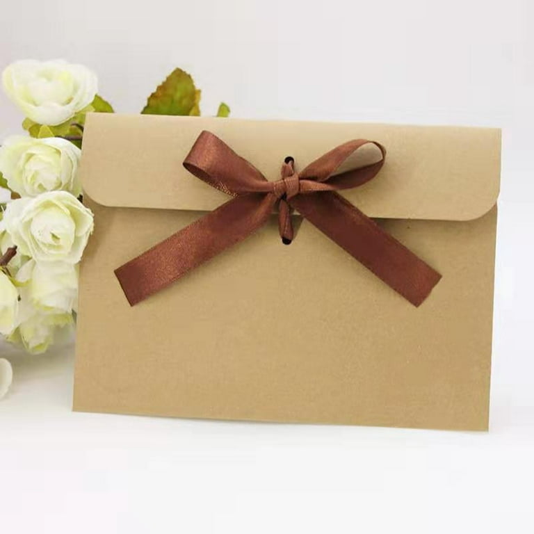 10Pcs/Set Bow Tie Envelopes Ribbon with Bow Gift Paper European Style Kraft  Paper Envelope for Wedding 
